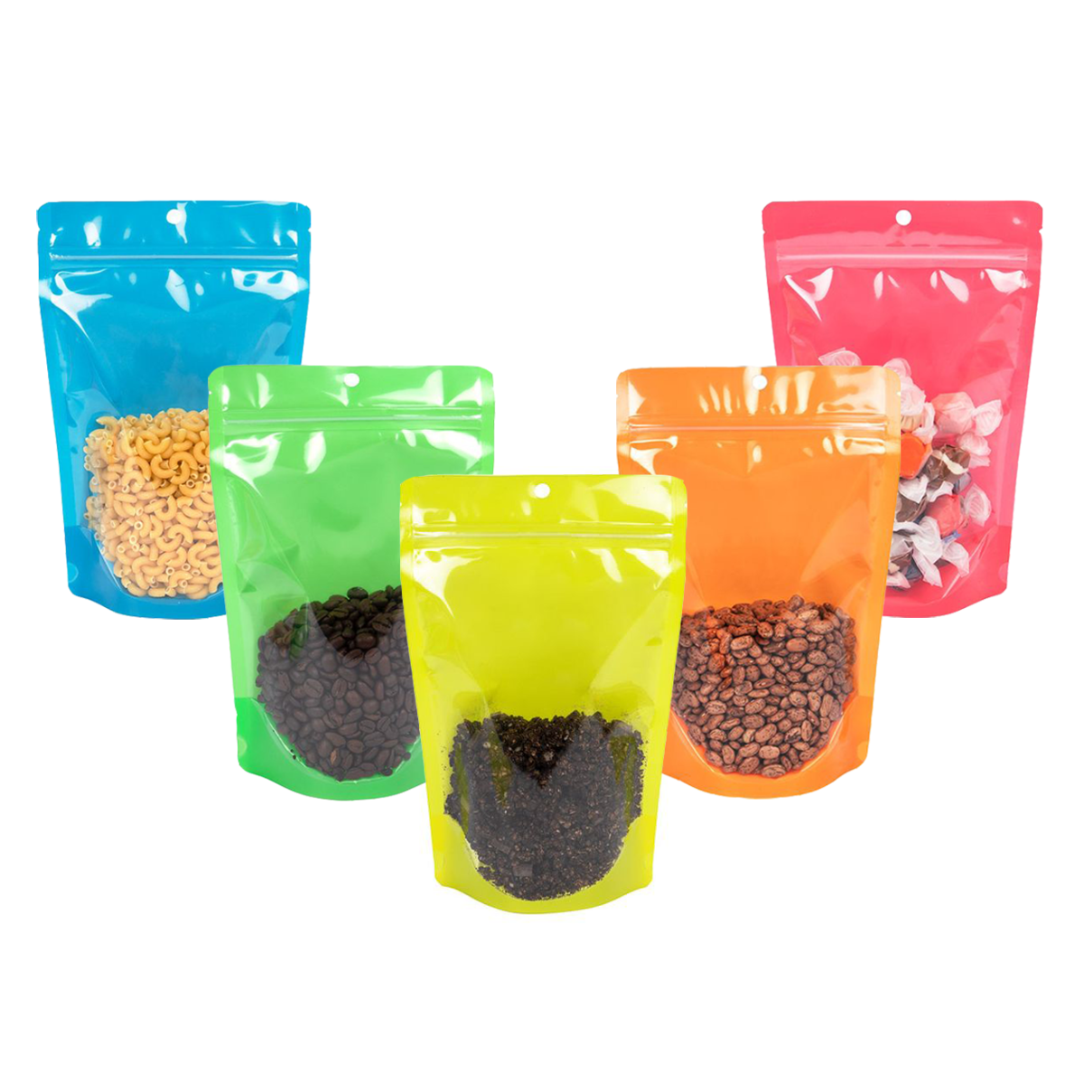 Buste doypack Trasparente/Neon Giallo 14,9x8,9x23,2 cm (100 pz) [ZBGN7YW]
