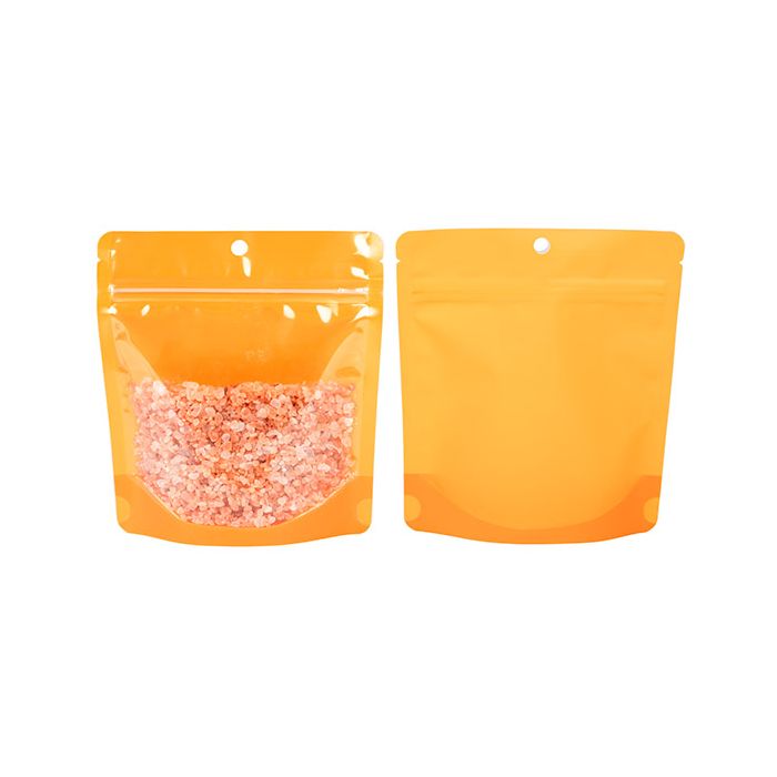 Buste doypack Trasparente/Arancione neon 15,9x6,4x14,6 cm con foro di sospensione (100 pezzi) [ZBGNSHZOR]