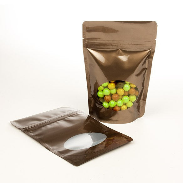 Stand Up Pouches Bronze with oval Window 13x7x20.5cm | 113 grams