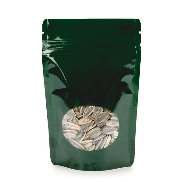 Buste doypack verdi con finestra ovale 10x6x15cm | 57 grammi (100 pezzi) [ZBGO2HG]
