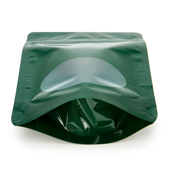 Buste doypack verdi con finestra ovale 10x6x15cm | 57 grammi (100 pezzi) [ZBGO2HG]