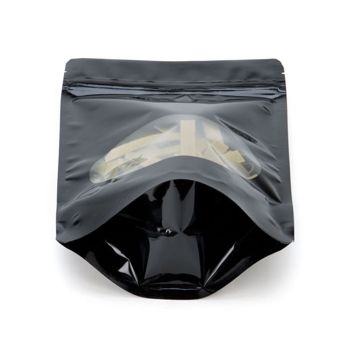 Buste doypack nere con finestra ovale 13x7x20.5cm | 113 grammi (100 pezzi) [ZBGO3B]