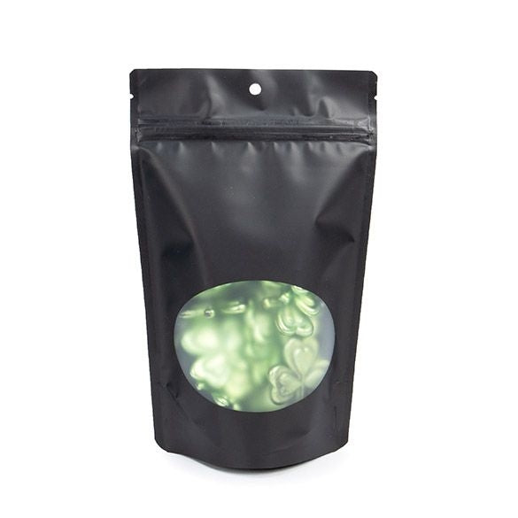 Buste doypack nero opaco con finestra ovale 13x7x20.5cm | 113 grammi con foro (100 pezzi) [ZBGO3MBH]