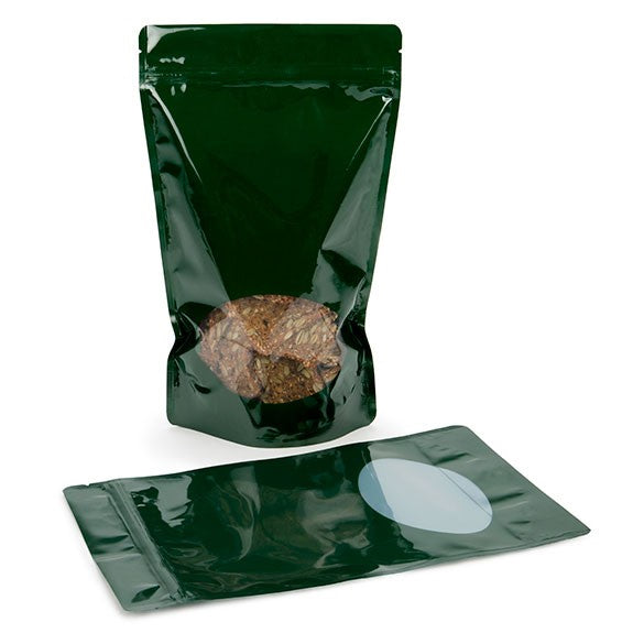 Buste doypack verdi con finestra ovale 17x9x28.5cm | 340 grammi (100 pezzi) [ZBGO4HG]