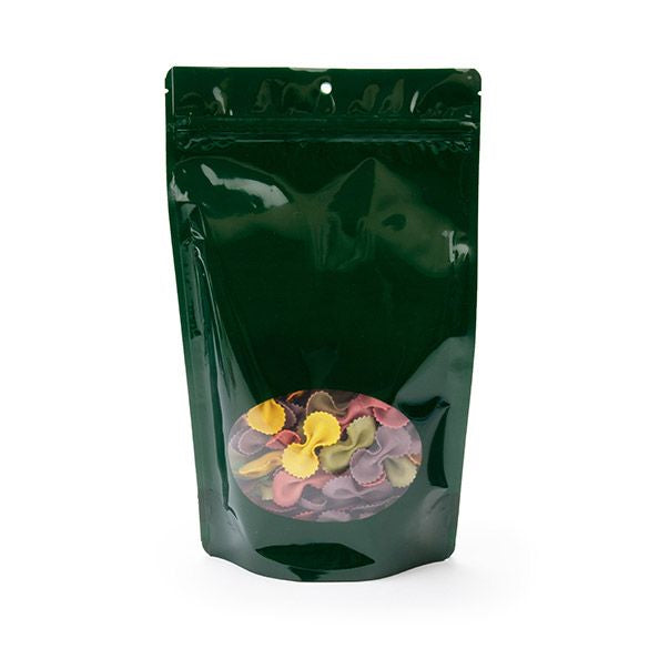 Buste doypack verdi con finestra ovale 17x9x28.5cm | 340 grammi (100 pezzi) [ZBGO4HG]