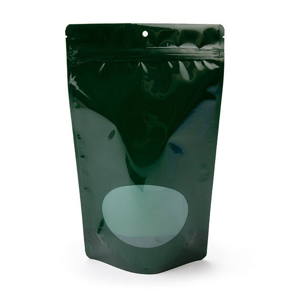Buste doypack verdi con finestra ovale 17x9x28.5cm | 340 grammi (100 pezzi) [ZBGO4HG]