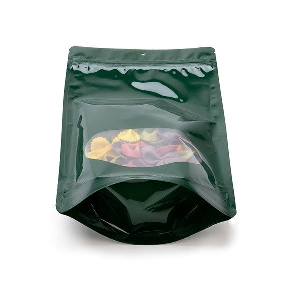 Buste doypack verdi con finestra ovale 17x9x28.5cm | 340 grammi (100 pezzi) [ZBGO4HG]