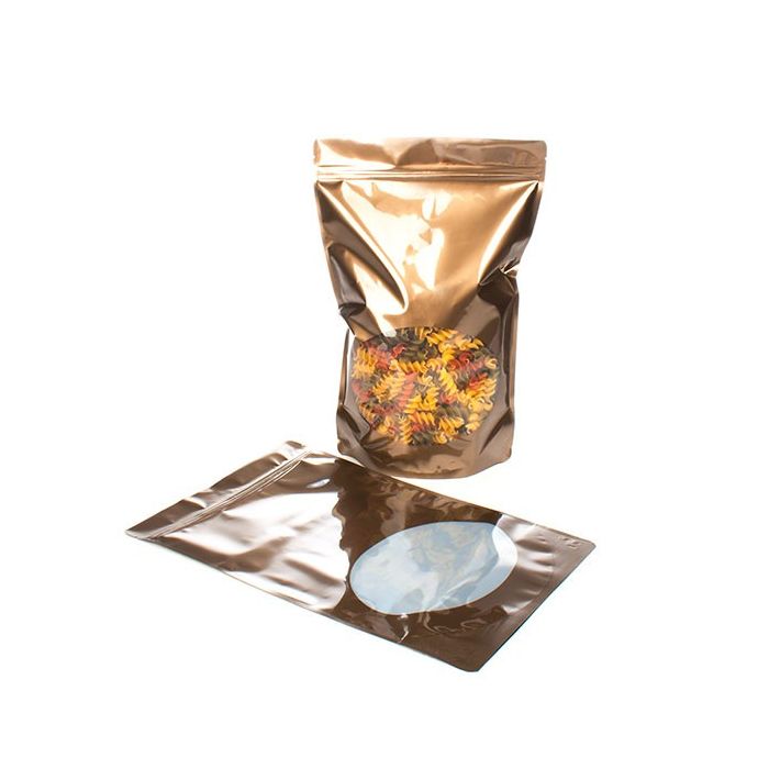 Buste doypack color bronzo con finestra ovale 23x12x34.5cm | 907 grammi (100 pezzi) [ZBGO6BZ]