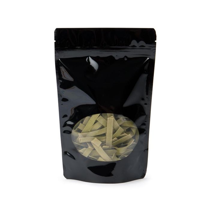 Buste doypack nere con finestra ovale 15x9x23.2cm | 312 grammi (100 pezzi) [ZBGO7B]