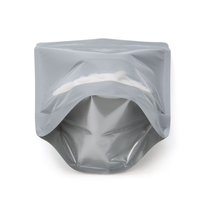 Buste doypack argento con Oval finestra and Foro di sospensione 14,9x8,9x23,2 cm (100 pz) [ZBGO7SH]