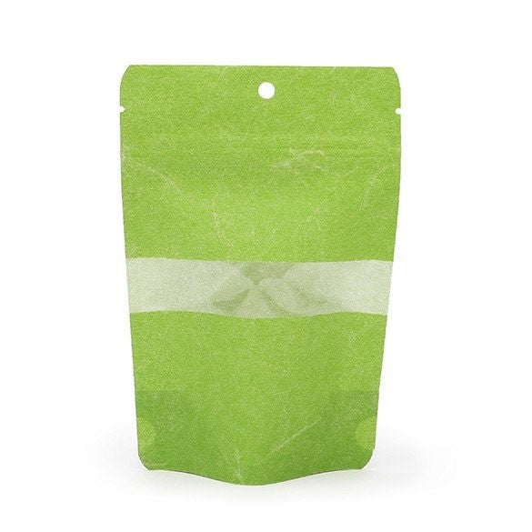 Busta doypack in carta di riso verde 10x6x15cm | 57 grammi con foro (100 pezzi) [ZBGR2GRH]