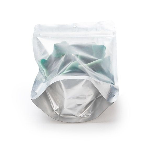 Buste doypack trasparenti/argento 13x7x20.5cm | 113 grammi con foro (100 pezzi) [ZBGS3H]