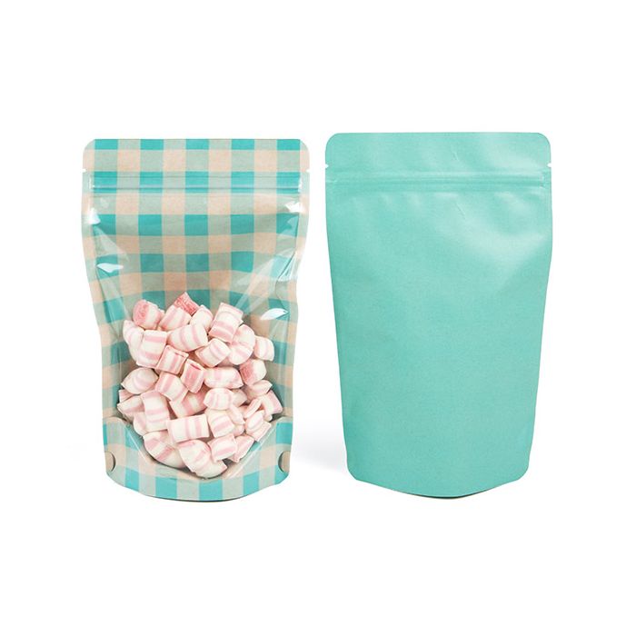 Buste doypack Trasparente/Plaid blu pastello 13x7,9x20,6 cm (25 pezzi) [ZBGSW3BLP]