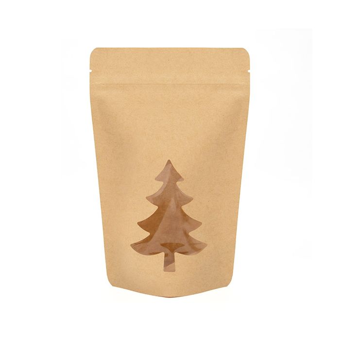Buste doypack Kraft con finestra dell'albero 13x7,9x20,6 cm (25 pezzi) [ZBGSW3KT]