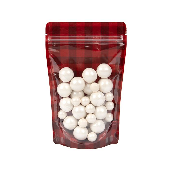 Buste doypack Trasparente/Rosso con tela motivo 13x7,9x20,6 cm (25 pezzi) [ZBGSW3RP]