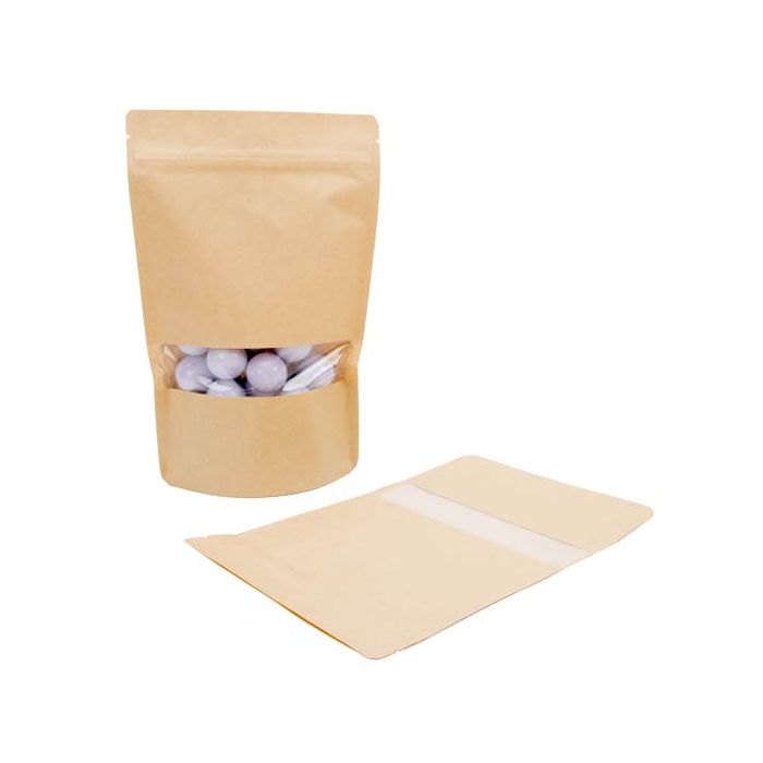 Buste doypack Kraft 15x9x23cm con finestra (100 pezzi) [ZBGW7K]