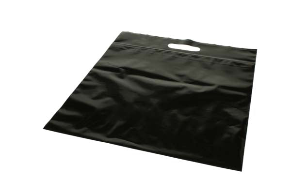 Buste nere con manico a fagiolo 22.9x8.2x18.4cm 75 microns (100 pezzi) [ZH13BK5]