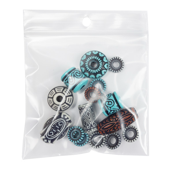 Sacchetto trasparente con chiusura a pressione e foro 7.5x7.5cm PE 50 micron (100 pezzi) [2PR33]