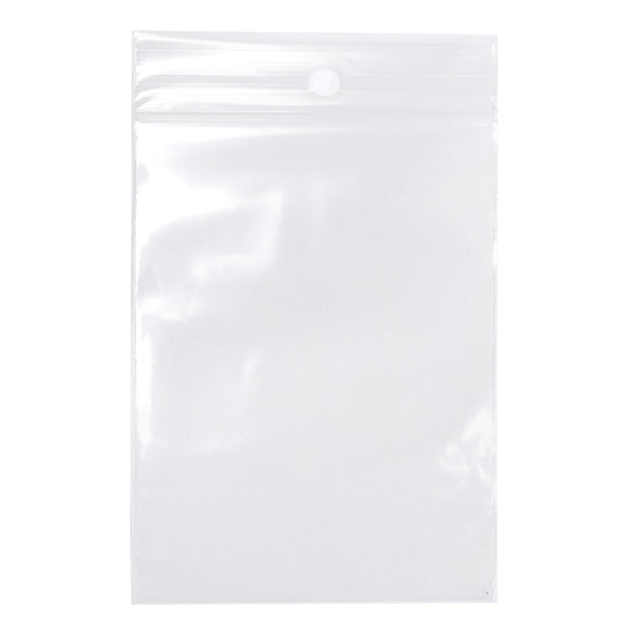 Sacchetto trasparente con chiusura a pressione e foro 7.5x10cm PE 50 micron (100 pezzi) [2PR34]
