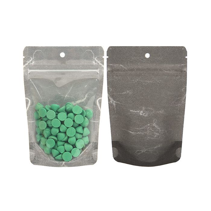 Buste doypack trasparenti/nero 10,2x6x15,2cm con foro (100 pezzi) [ZBGR2BCH]