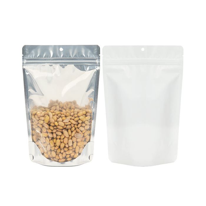 Buste doypack con retro bianco 15 x 9 x 23 cm con foro (100 pezzi) [ZBGW7H]