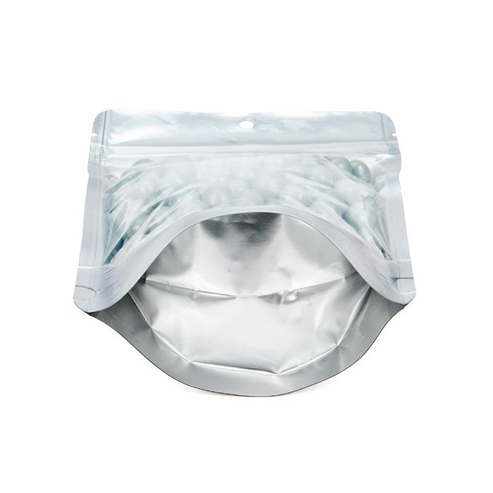 Buste doypack color argento 11,9x7,6x18,4cm con foro (100 Pezzi) [ZBGS46H]