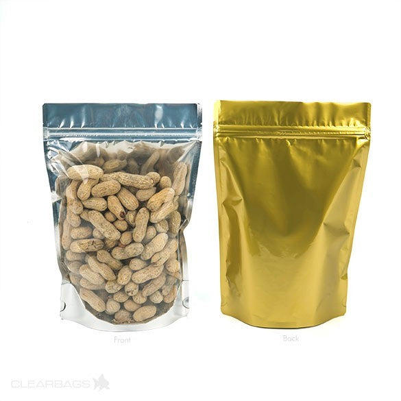 Buste doypack trasparenti/oro 17.8x9.8x25.2cm | 283 grammi (100 pezzi) [ZBGG69]
