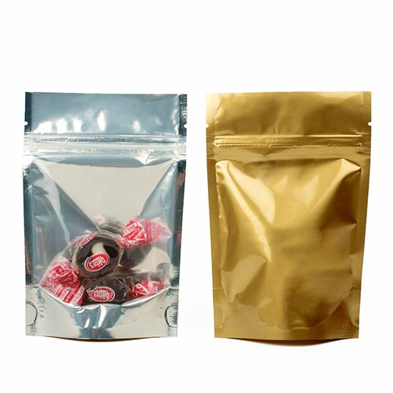 Buste doypack trasparenti/oro 10x6x15cm | 57 grammi (100 pezzi) [ZBGG2]