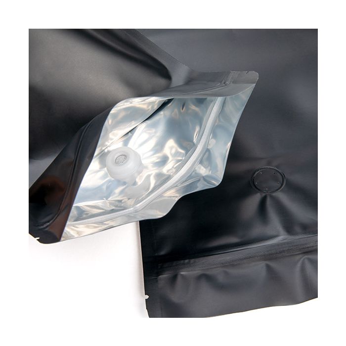 Buste doypack nere 14,9x8,9x23,2cm con valvola (100 Pezzi) [ZBGM7MBV]