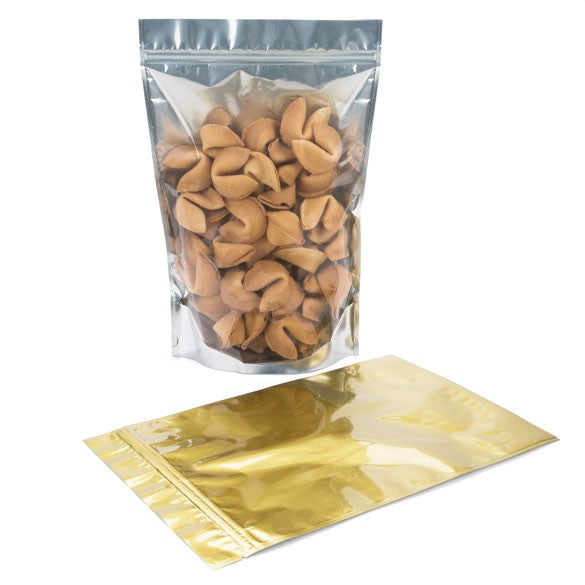 Buste doypack trasparenti/oro 23x12x34.5cm | 907 grammi (100 pezzi) [ZBGG6]
