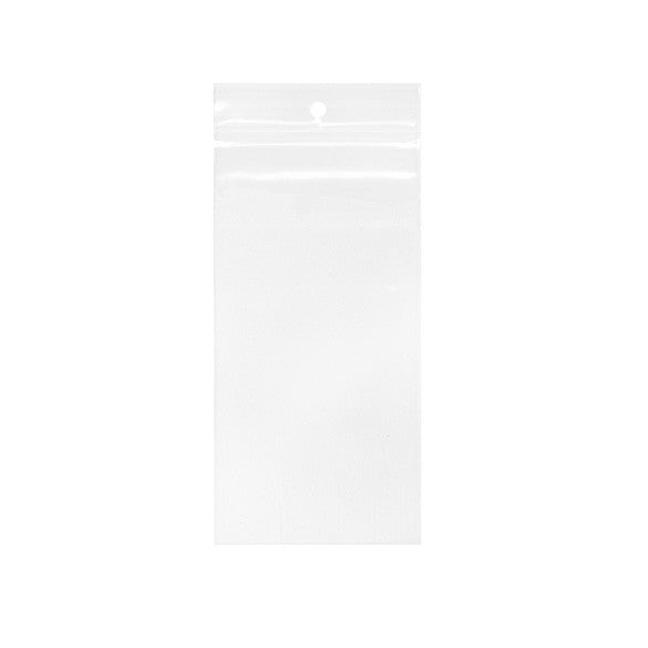 Sacchetto trasparente con chiusura a pressione e foro 7.5x15cm PP 50 microns (100 pezzi) [ZR36]