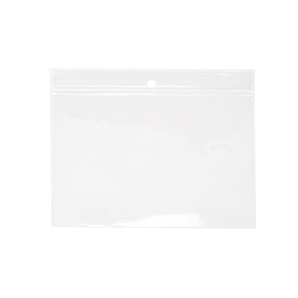 Sacchetto trasparente con chiusura a pressione e foro 15x10cm PP 50 microns (100 pezzi) [ZR64]